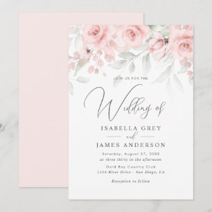 Invitation Mariage floral rose pâle