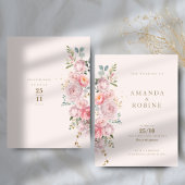 Invitation Mariage floral rose pâle