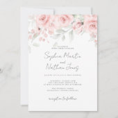 Invitation Mariage floral rose pâle (Devant)
