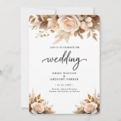 Invitation Mariage Floral Rose Pâle Bohème Chic Rustique (Devant)