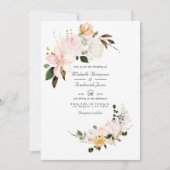 Invitation Mariage Floral Rose Pâle Code QR RSVP Pastel (Devant)