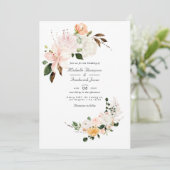 Invitation Mariage Floral Rose Pâle Code QR RSVP Pastel (Debout devant)