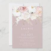 Invitation Mariage floral rose pâle et blanc (Devant)