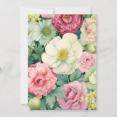 Invitation Mariage floral rose pâle, ivoire et vert gras (Dos)