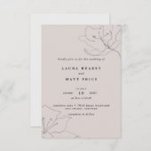Invitation Mariage floral rose pâle moderne (Devant / Derrière)
