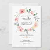 Invitation Mariage Floral Rose Pâle Pastel (Devant)