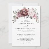 Invitation Mariage floral rose pâle Rose (Devant)