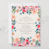 Invitation Mariage floral rose Peach Ivory Spring (Devant)