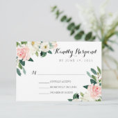 Invitation Mariage floral rose pêche (Debout devant)