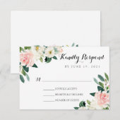 Invitation Mariage floral rose pêche (Devant / Derrière)