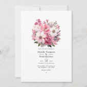 Invitation Mariage floral rose poudré (Devant)
