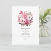 Invitation Mariage floral rose poudré (Debout devant)
