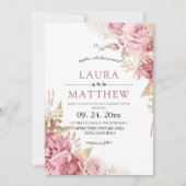 Invitation Mariage Floral Rose Poudrée (Devant)