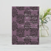 Invitation Mariage Floral Rose Pourpre (Debout devant)