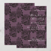 Invitation Mariage Floral Rose Pourpre (Devant / Derrière)