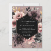 Invitation Mariage Floral Rose Poussiéreuse (Devant)
