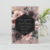 Invitation Mariage Floral Rose Poussiéreuse (Debout devant)