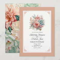 Mariage floral Rose Poussiéreuse, Vert Menthe et B