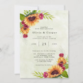 Invitation Mariage floral rose printanier des tournesols (Devant)