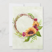 Invitation Mariage floral rose printanier des tournesols (Dos)