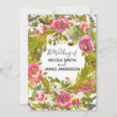Invitation Mariage Floral Rose Printemps Verdure (Devant)