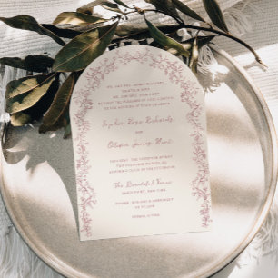 Invitation Mariage Floral Rose Rétro Campagnard en Arc de Sty