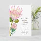 Invitation Mariage floral rose roi Protea (Debout devant)