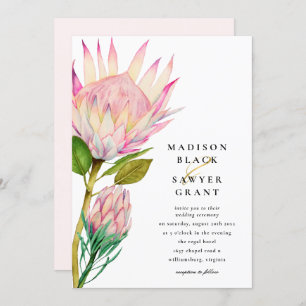 Invitation Mariage floral rose roi Protea