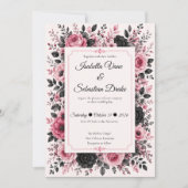Invitation Mariage Floral Rose Romantique (Devant)