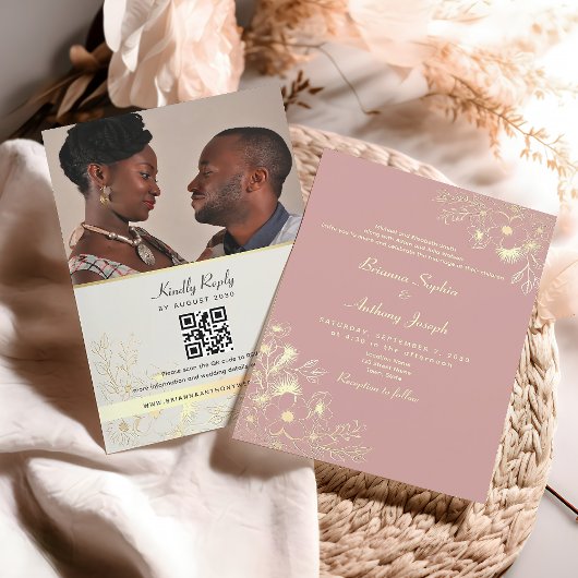 Invitation Mariage floral rose romantique