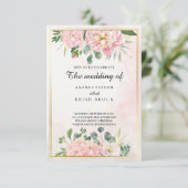 Invitation Mariage Floral Rose Romantique (Debout devant)