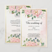 Invitation Mariage Floral Rose Romantique (Devant / Derrière)
