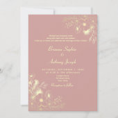 Invitation Mariage floral rose romantique (Devant)