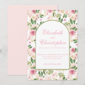 Invitation Mariage Floral Rose Romantique (Devant / Derrière)