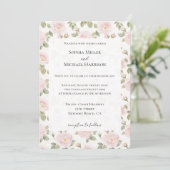 Invitation Mariage floral rose romantique (Debout devant)