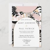 Invitation Mariage floral rose rose géométrique (Devant)