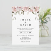 Invitation Mariage floral rose rose moderne Boho (Debout devant)