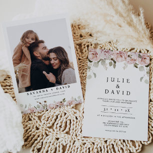 Invitation Mariage floral rose rose moderne Boho