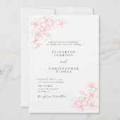 Invitation Mariage floral rose rose moderne en fleur de ceris (Devant)