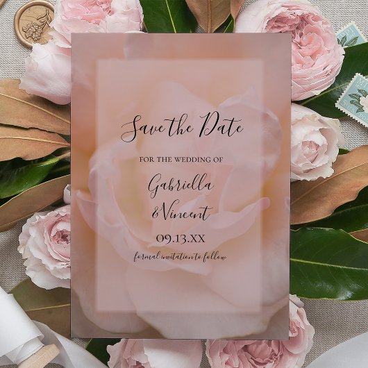 Invitation Mariage floral rose rose pâle Sauvez la date