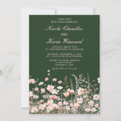 Invitation Mariage floral rose rose rose fleur sauvage (Devant)
