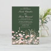 Invitation Mariage floral rose rose rose fleur sauvage (Debout devant)