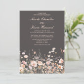 Invitation Mariage floral rose rose rose fleur sauvage (Debout devant)