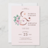 Invitation Mariage floral rose rose rose printemps (Devant)