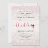 Invitation Mariage floral rose rousse (Devant)