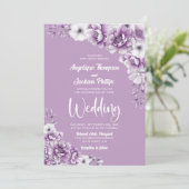 Invitation Mariage floral rose rustique (Debout devant)