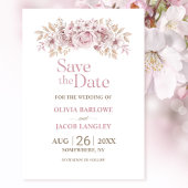 Invitation Mariage floral rose rustique Enregistrer la date
