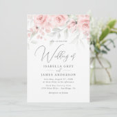 Invitation Mariage Floral Rose Tendre (Debout devant)