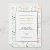 Invitation Mariage floral rose tendre (Devant)