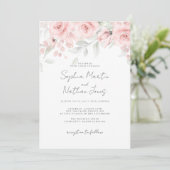 Invitation Mariage floral rose tendre  (Debout devant)